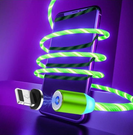 Circular Magnetic Charging Cable – LED Light, 2.1A Fast Charge for iPhone & Android