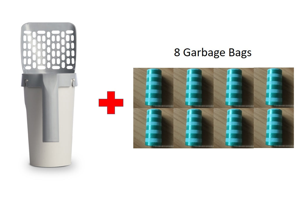 Integrated Cat Litter Scoop with Waste Bag Holder – Hygienic All-in-One Cleaning Tool