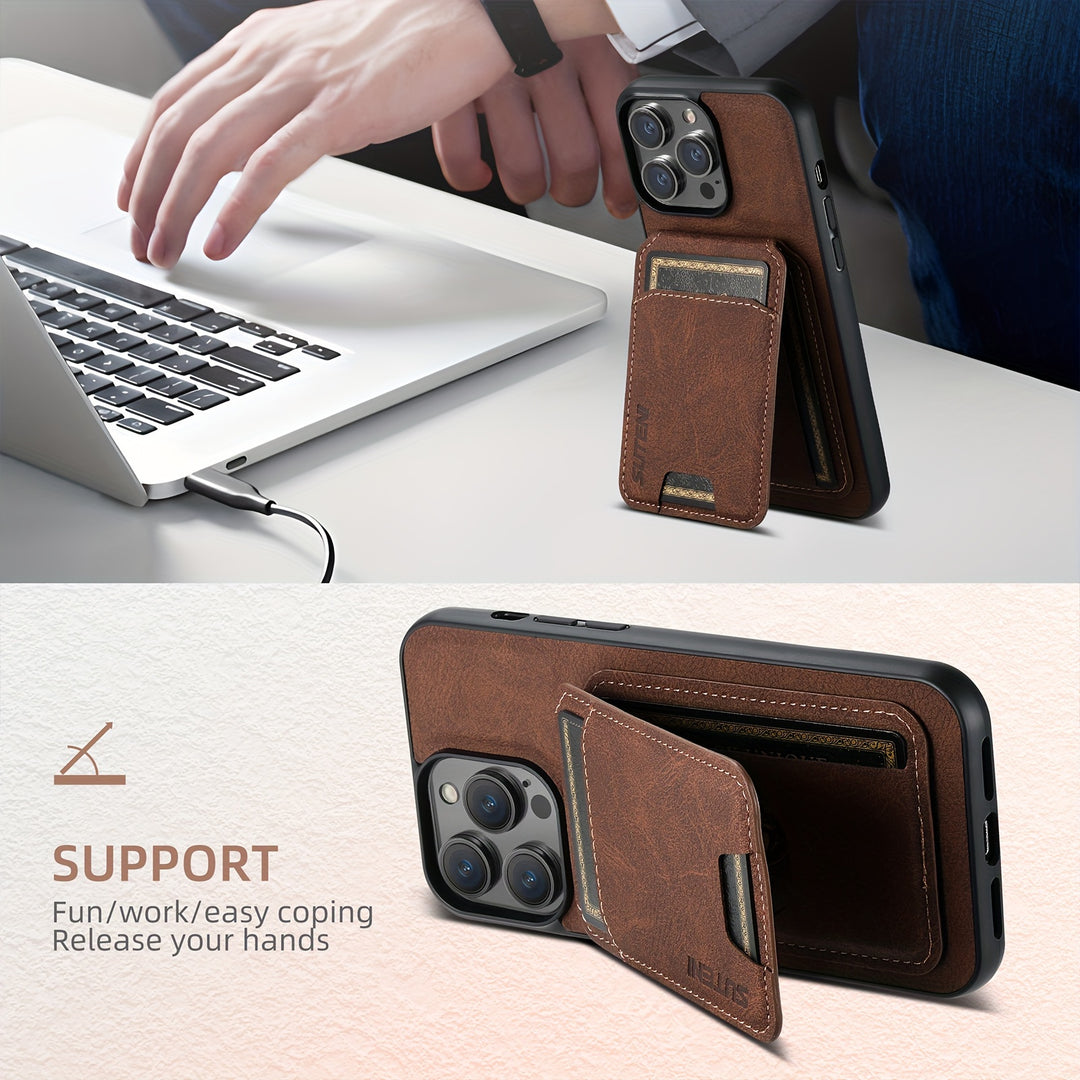 SUTENI iPhone PU Leather Wallet Case – Stand & Card Holder