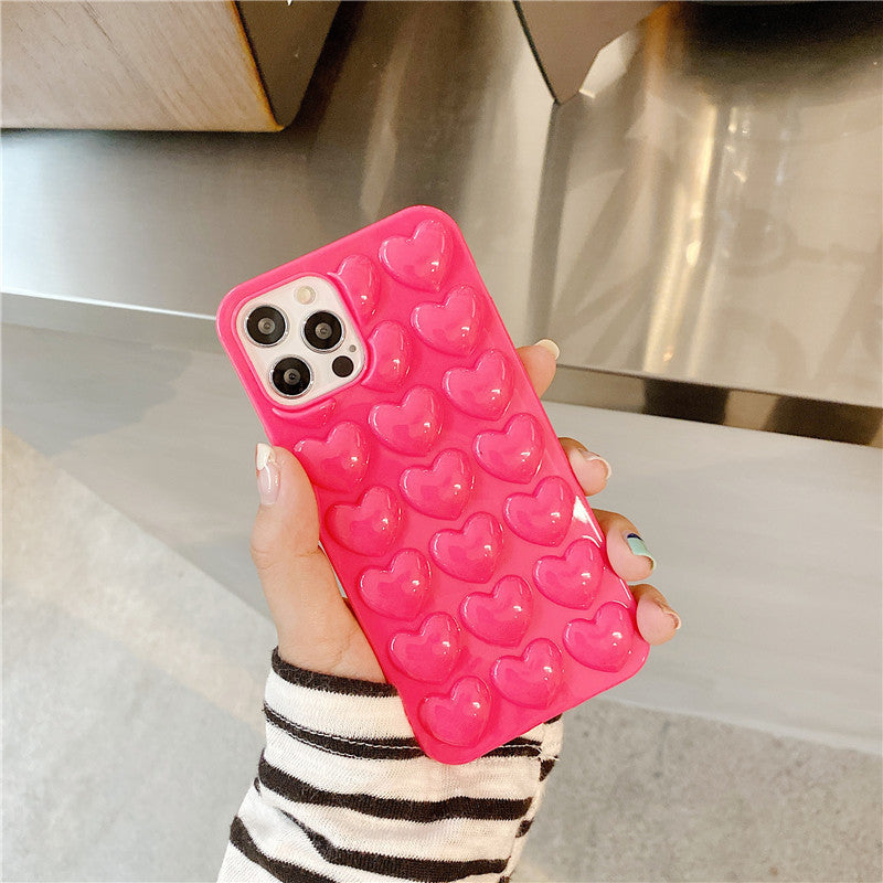 3D Love TPU iPhone Case – Cute Korean Style Heart Pattern Cover – phone-case