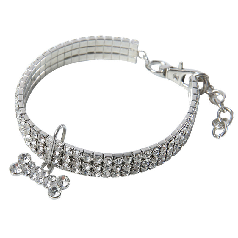 Crystal Rhinestone Pet Collar – Bling Necklace for Small Dogs & Cats