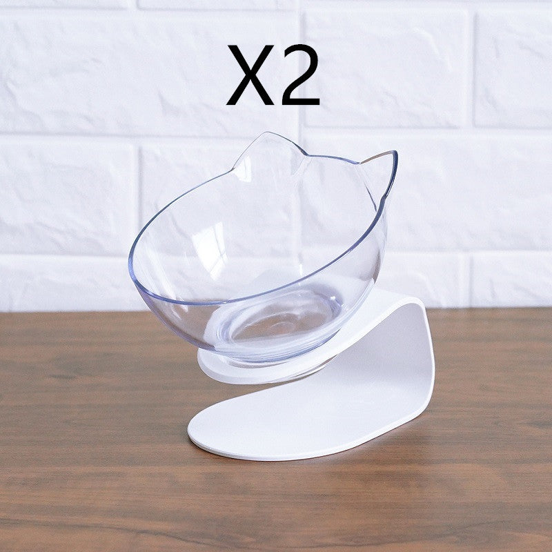 15° Tilted Cat Double Bowl – Ergonomic Elevated Feeder for Cats & Small Dogs – grooming kit