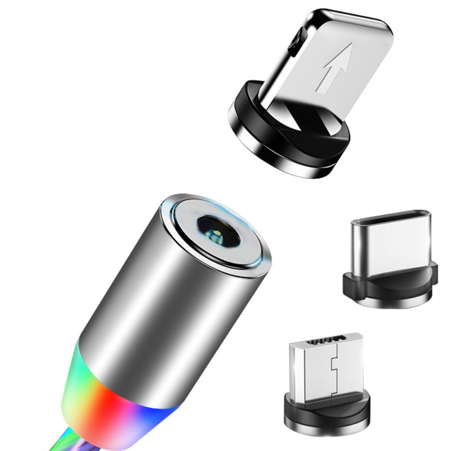 Circular Magnetic Charging Cable – LED Light, 2.1A Fast Charge for iPhone & Android