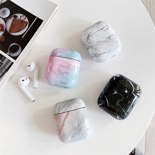 Luxury White Marble AirPods Case – Protective Cover for AirPods 1 & 2 – audio-accessory