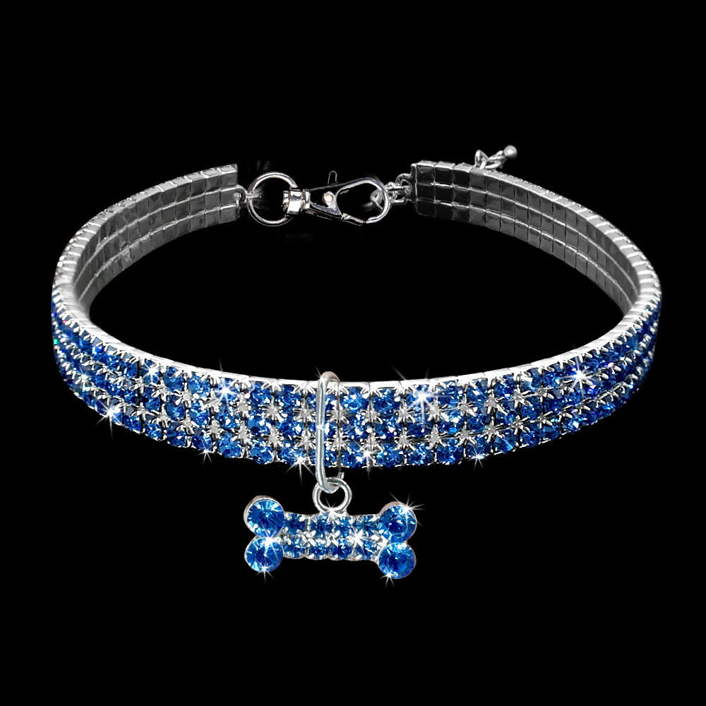 Crystal Rhinestone Pet Collar – Bling Necklace for Small Dogs & Cats