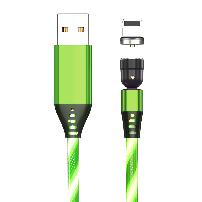 LED Magnetic Charging Cable – 540° Rotating 3-in-1 Fast Charger with Flowing Light