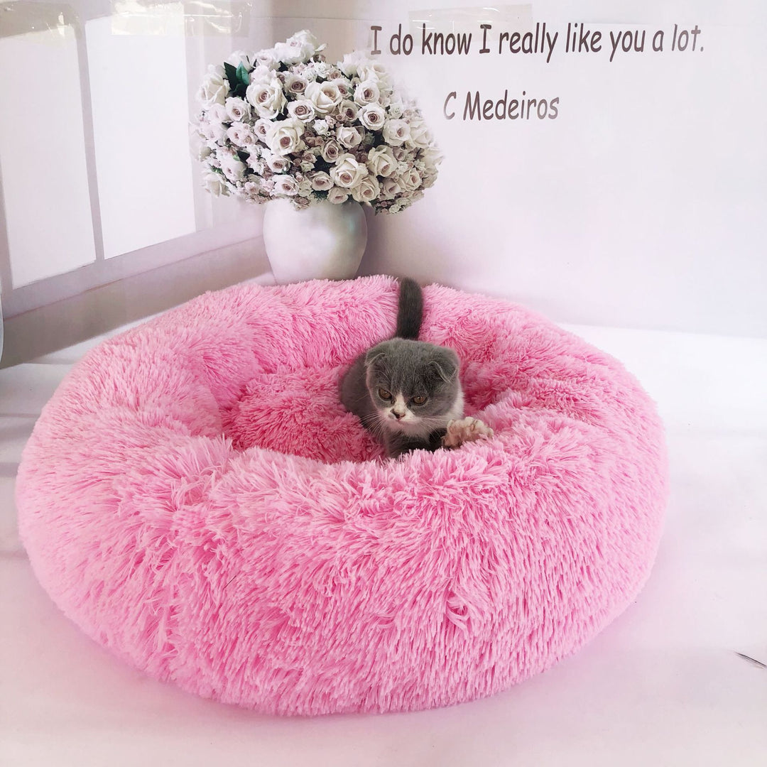 Plush Donut Pet Bed – Calming Nest for Dogs & Cats in 13 Colors