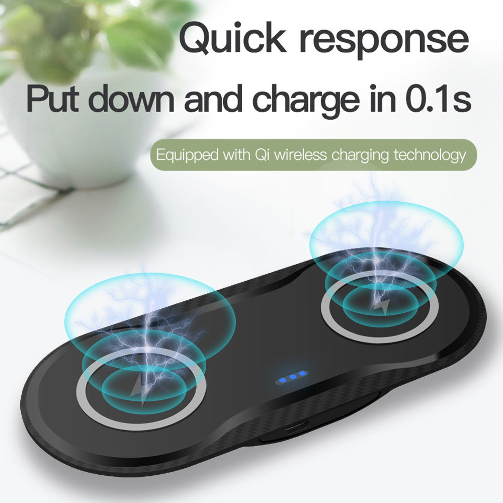 Dual Wireless Charger – 2-in-1 Qi-Certified Fast Charging Pad for iPhone & Android