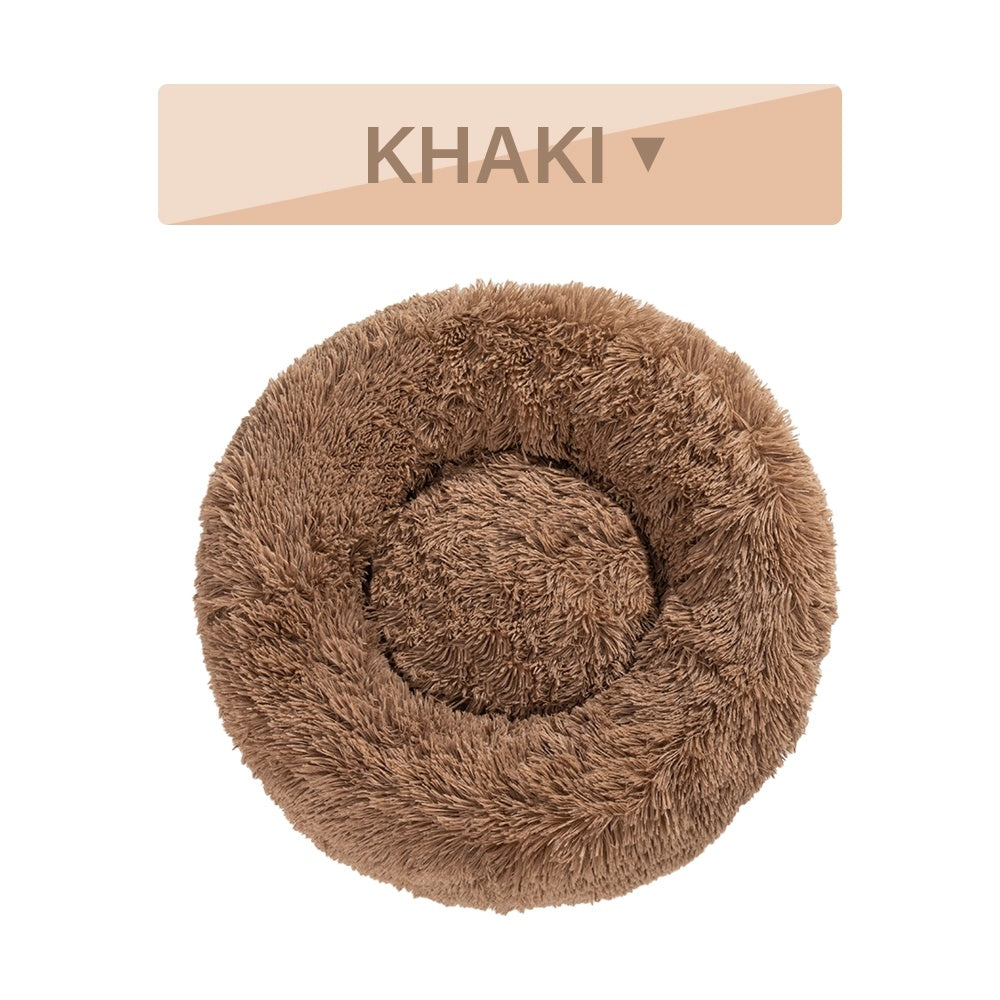 Fluffy Donut Dog Bed – Calming Plush Bed for Cats & Dogs (S–XL)