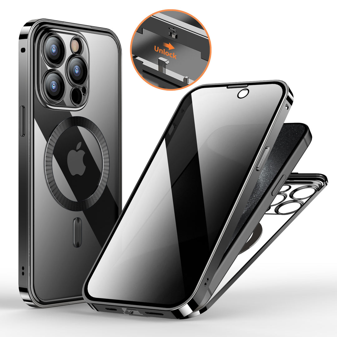 360° Magnetic Privacy iPhone Case – Metal Double-Lock Full Protection Cover – phone-case