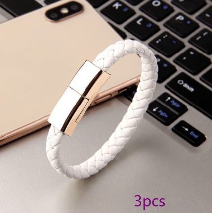 2-in-1 Leather USB Charging Bracelet – Wearable Charging Cable – power-bank