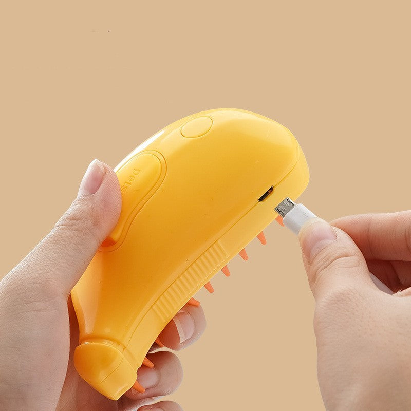 Rechargeable Steamy Pet Grooming Brush – USB Massage Comb for Cats & Dogs