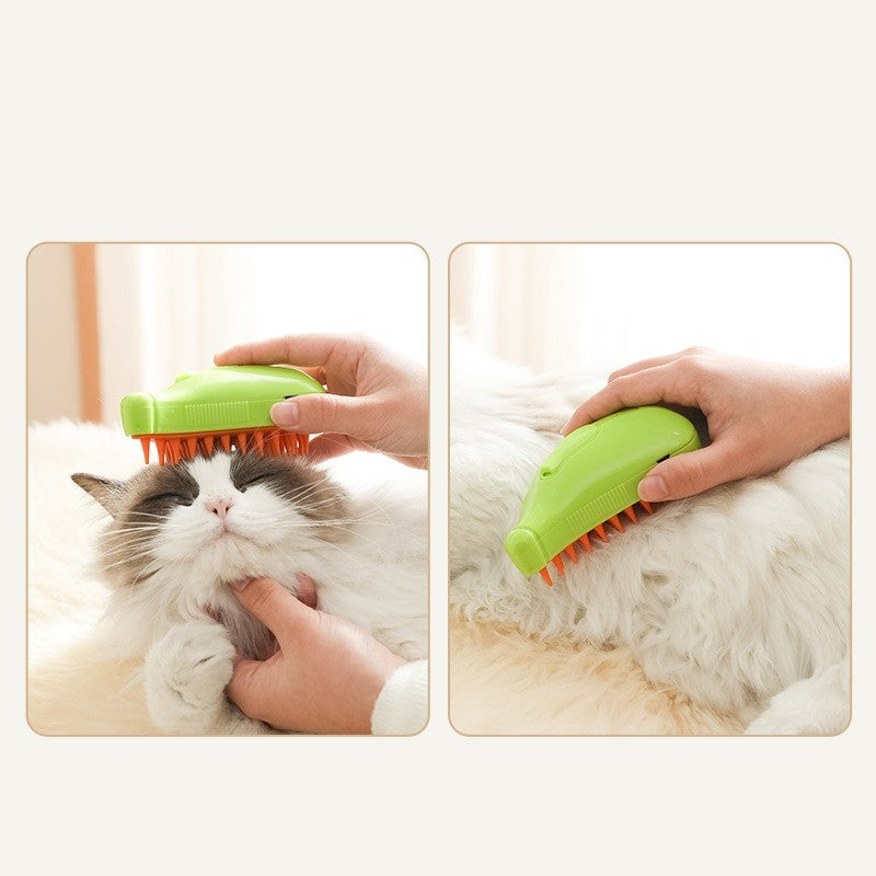 Rechargeable Steamy Pet Grooming Brush – USB Massage Comb for Cats & Dogs