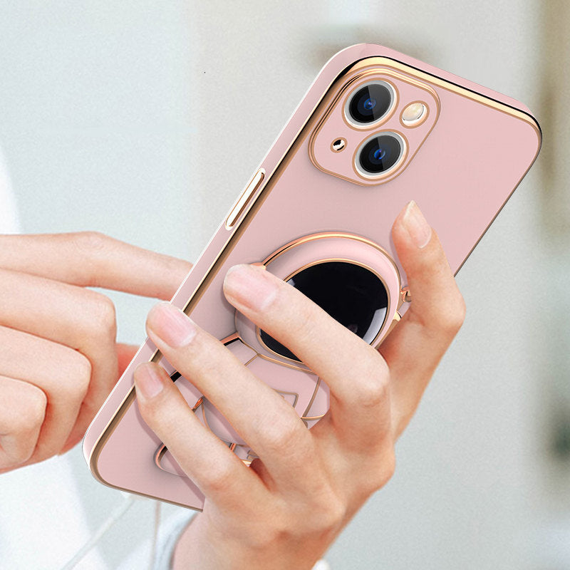 3D Astronaut iPhone Case – Electroplated Shockproof TPU with Kickstand – phone-case