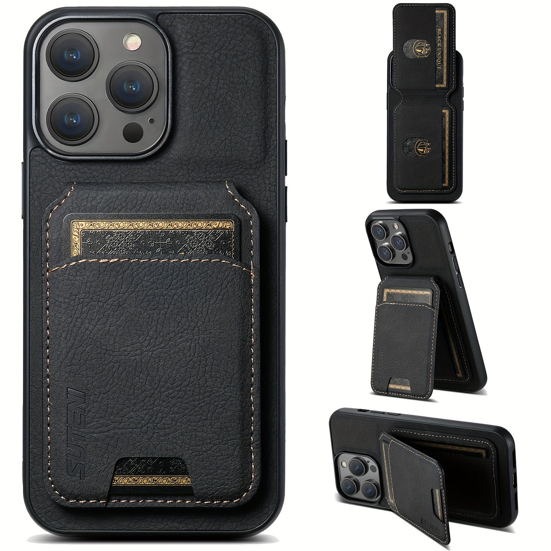 SUTENI iPhone PU Leather Wallet Case – Stand & Card Holder