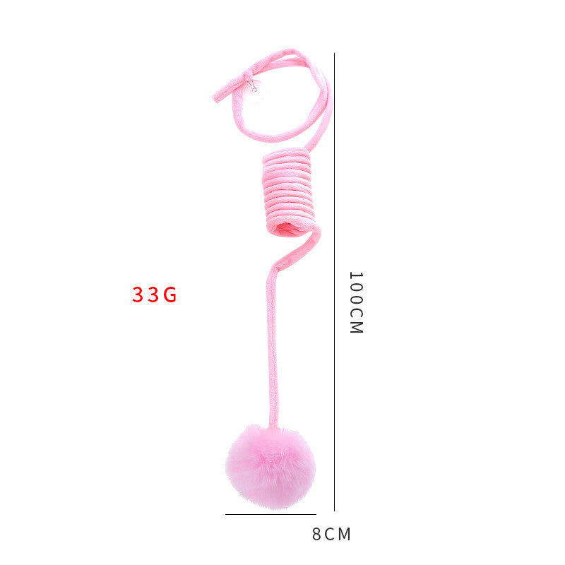 Spring Cat Toy – Plush Bell & Rabbit Hair Ball Interactive Bouncer