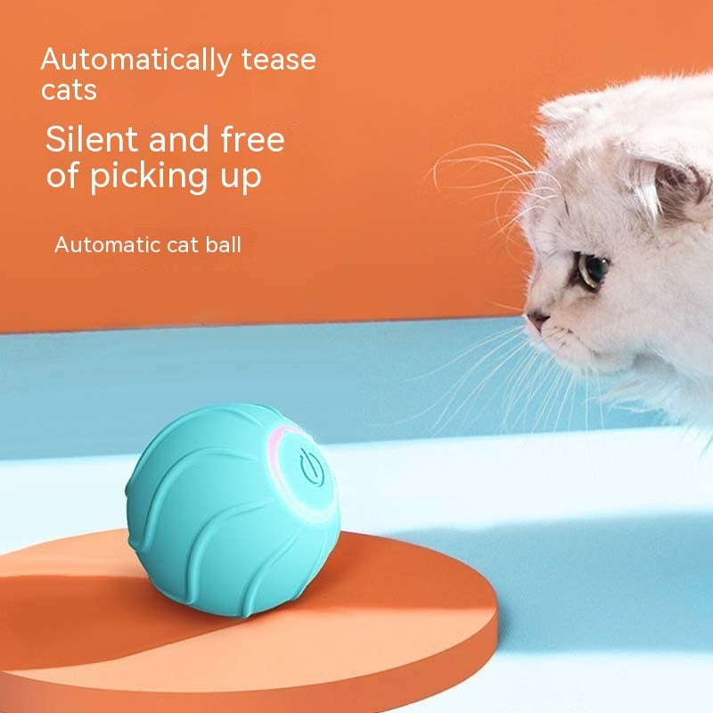 Automatic Self-Moving Silicone Cat Toy Ball – Hands-Free Rolling Toy for Indoor Cats