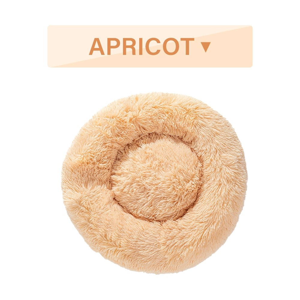 Fluffy Donut Dog Bed – Calming Plush Bed for Cats & Dogs (S–XL)