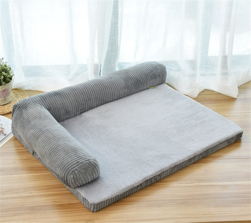 Corduroy Pet Sofa – Washable, Soft Bed for Cats & Dogs (S–XL)