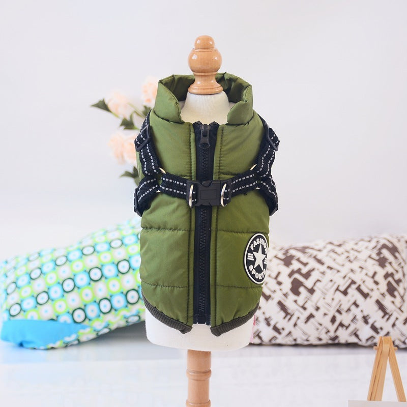 Waterproof Winter Dog Coat with Built-In Harness – Warm & Windproof