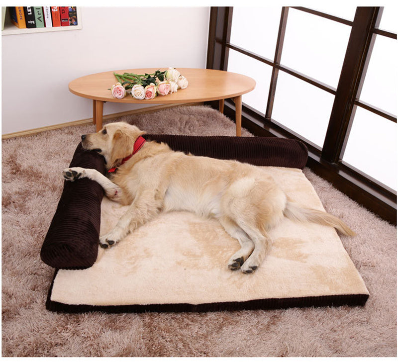 Corduroy Pet Sofa – Washable, Soft Bed for Cats & Dogs (S–XL)