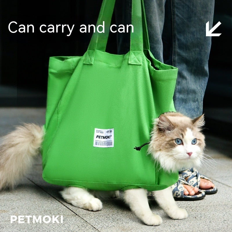 Canvas Pet Backpack Carrier – Comfortable & Breathable Travel Bag for Small Dogs & Cats (Green)