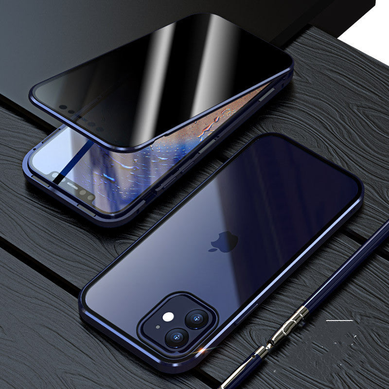 Anti-Peep Magnetic Privacy iPhone Case – Metal + Tempered Glass