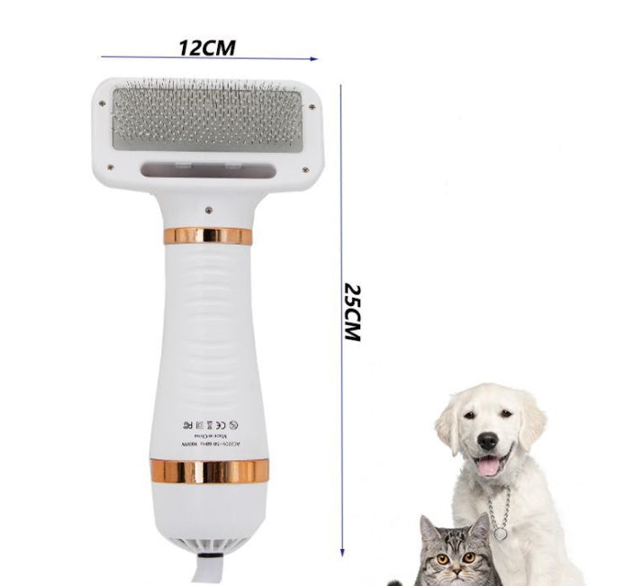 2-in-1 Pet Hair Dryer & Grooming Comb – Quiet Dryer with Safe Heat for Dogs & Cats – grooming kit