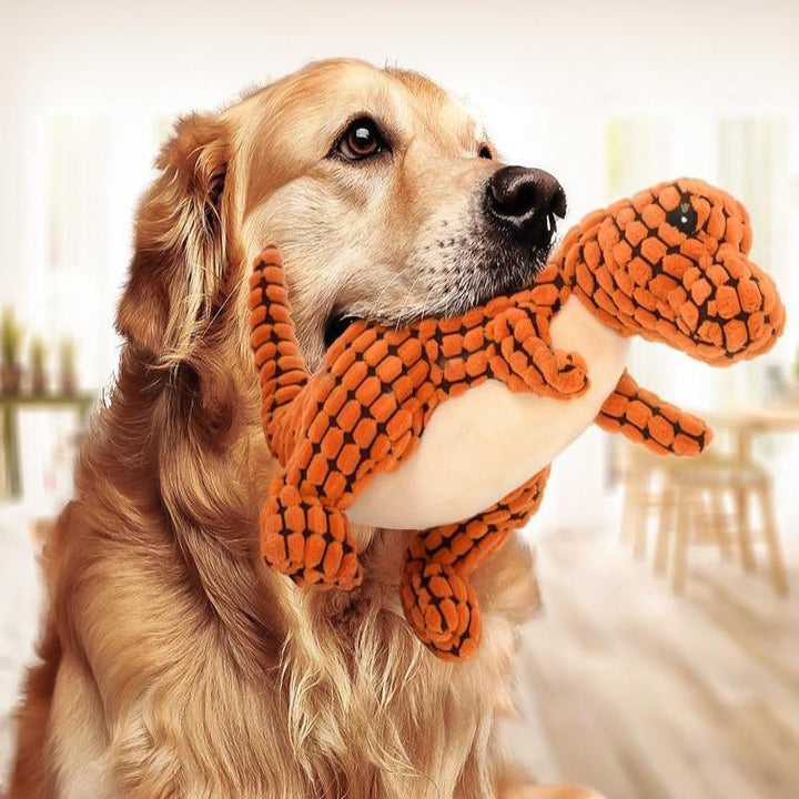 25cm Dinosaur Plush Dog Toy – Soft Squeaky Chew Toy for Small & Medium Dogs – grooming kit