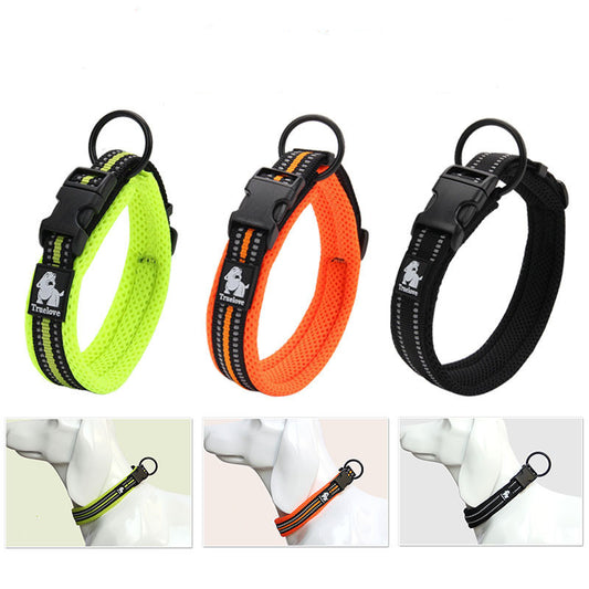3M Reflective Dog Collar – Soft Padded Adjustable Nylon for Night Safety – grooming kit