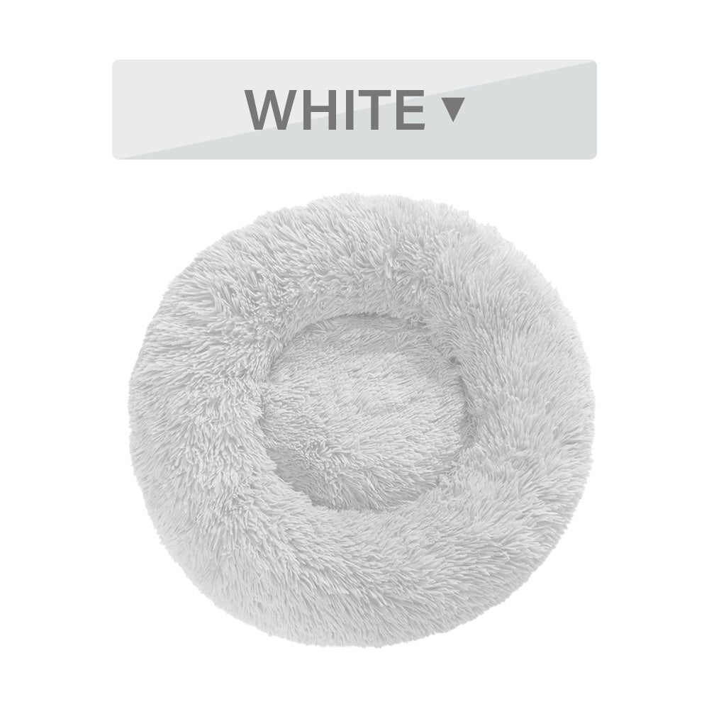 Fluffy Donut Dog Bed – Calming Plush Bed for Cats & Dogs (S–XL)