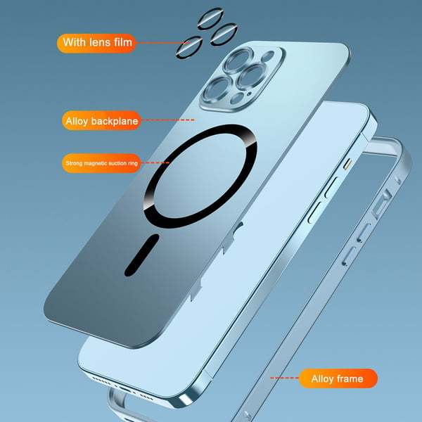 Magnetic Anti-Drop iPhone Case – Alloy + PC Snap Lock Full Protection Cover