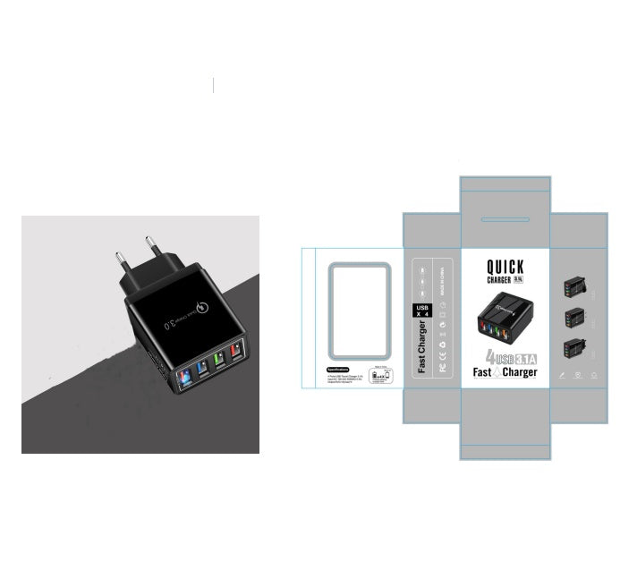 4-Port USB Wall Charger with Quick Charge 3.0 – EU/US Plug | Fast Multi-Device Charging – power-bank