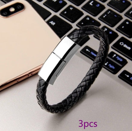 2-in-1 Leather USB Charging Bracelet – Wearable Charging Cable – power-bank