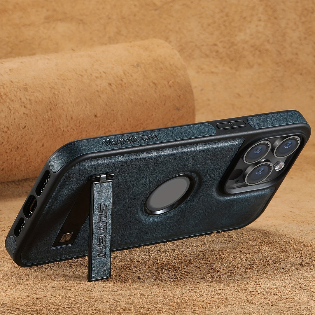 SUTENI Faux Leather iPhone Case – MagSafe, Stand, Wireless Charging