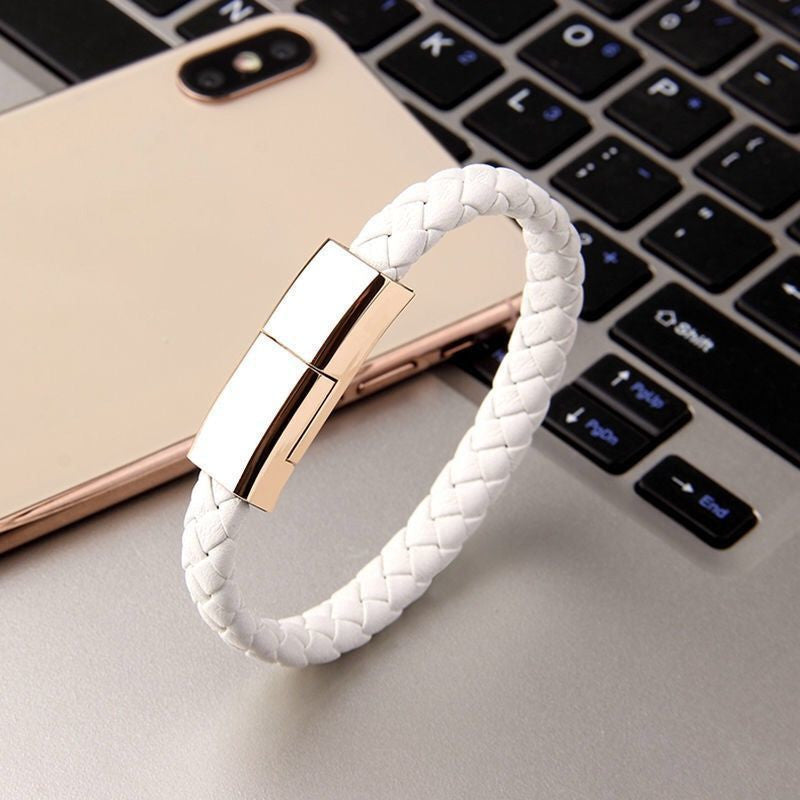 2-in-1 Leather USB Charging Bracelet – Wearable Charging Cable – power-bank