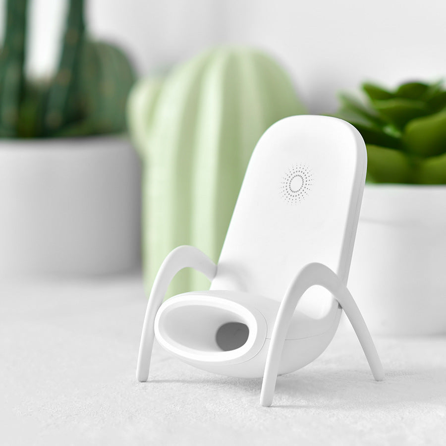 Amplified Wireless Charger – 2-in-1 Qi Charging Stand with Built-In Speaker
