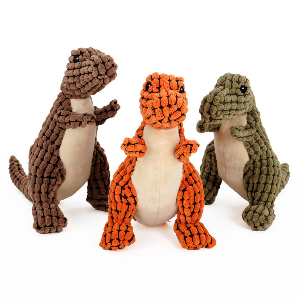 25cm Dinosaur Plush Dog Toy – Soft Squeaky Chew Toy for Small & Medium Dogs – grooming kit