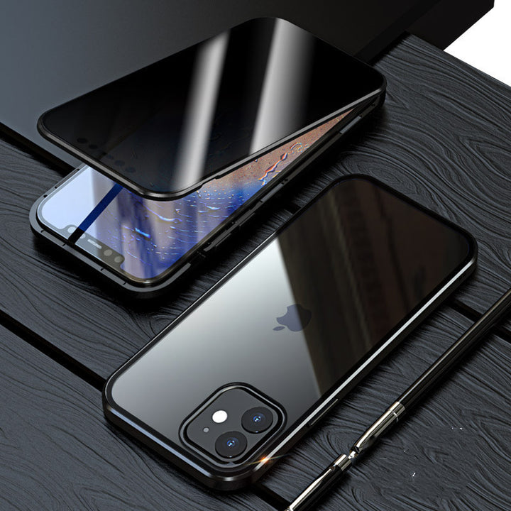 Anti-Peep Magnetic Privacy iPhone Case – Metal + Tempered Glass – phone-case