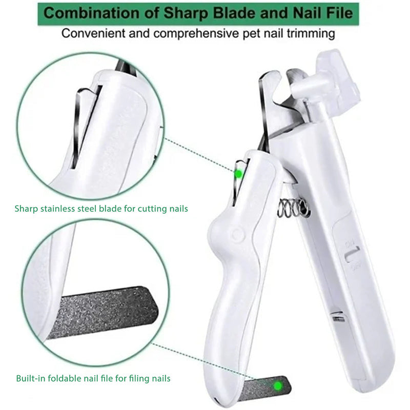 LED Pet Nail Clipper with Nail File & Collector – Safe Grooming for Cats & Dogs
