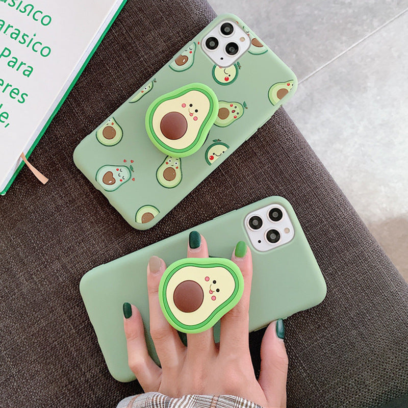 Avocado Silicone Phone Case with Ring – Cute Shockproof Cover for iPhone & Android