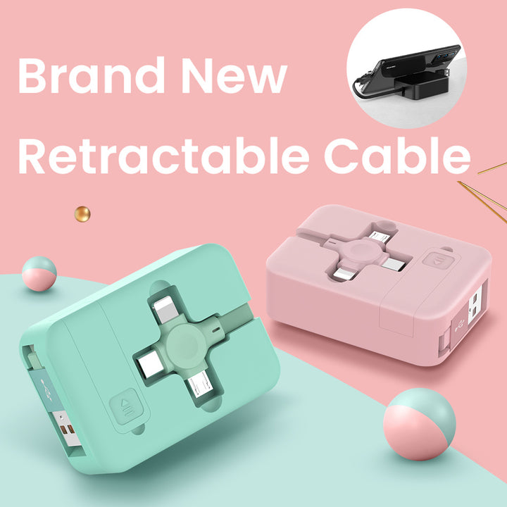 Retractable 3-in-1 Charging Cable – Lightning, USB-C, Micro USB | 100cm – power-bank