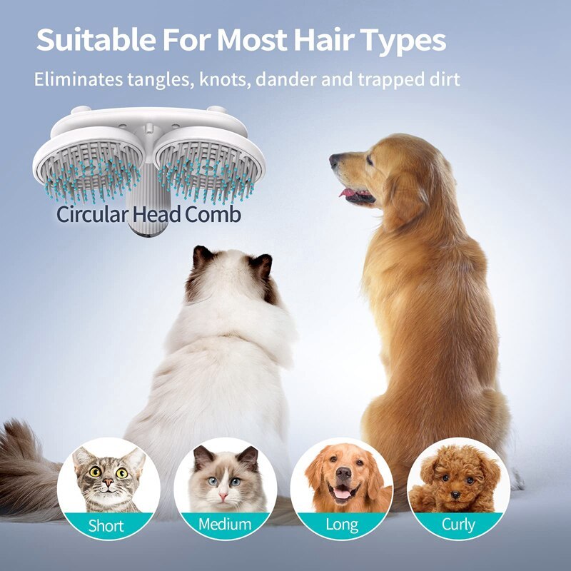 Negative Ion Dual-Head Pet Brush – Self-Cleaning Cat & Dog Grooming Tool