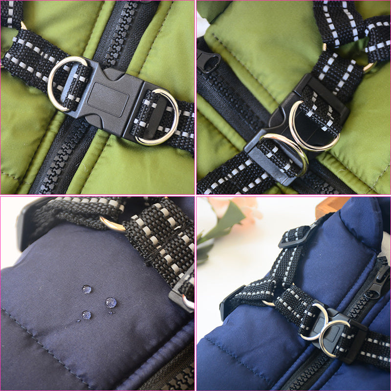 Waterproof Winter Dog Coat with Built-In Harness – Warm & Windproof