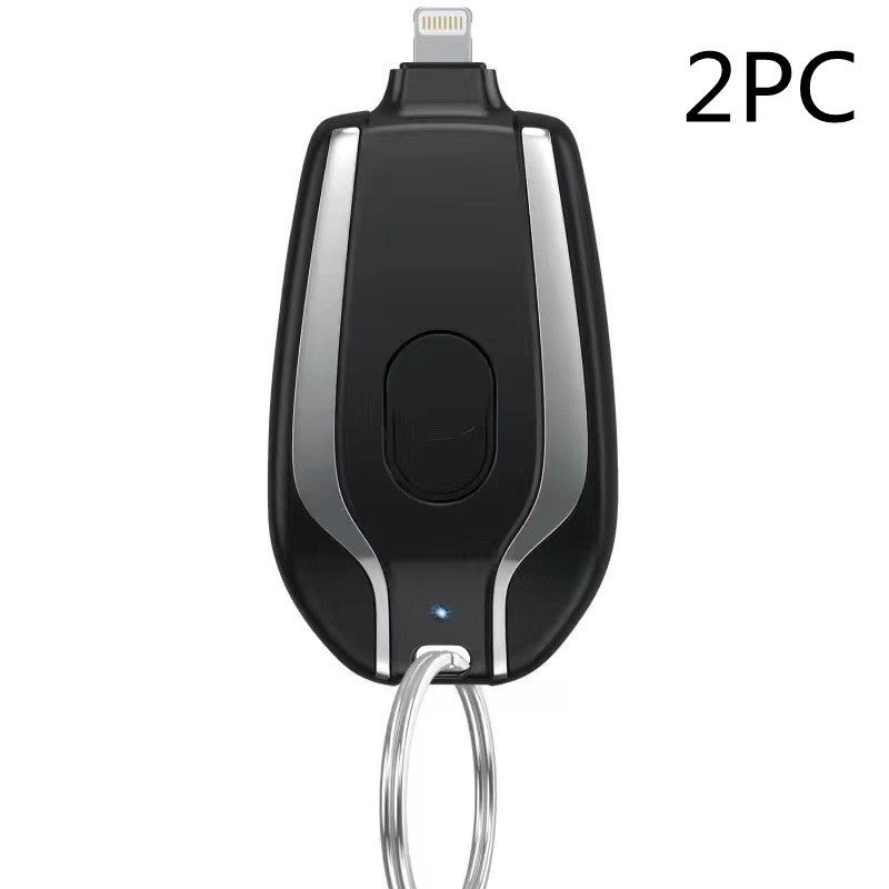 Mini Keyring Power Bank with Built-in Lightning or Type-C Cable – 1500mAh Emergency Charger