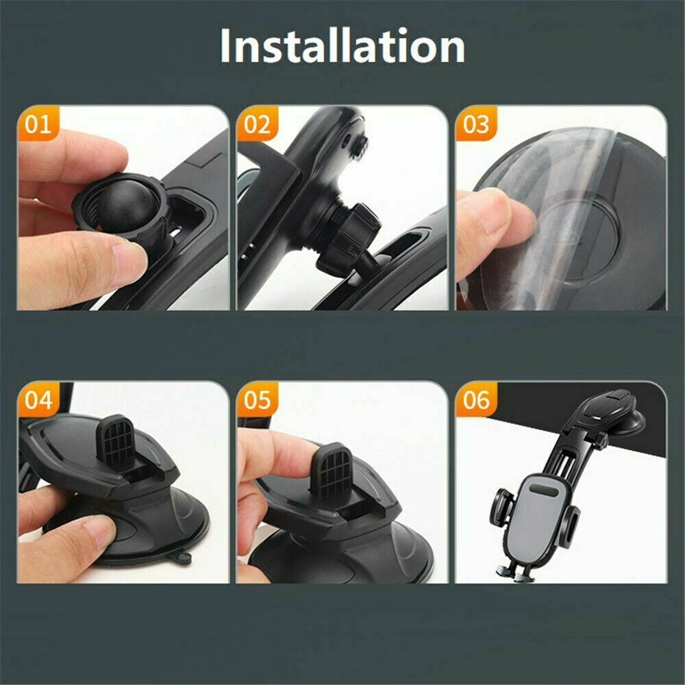 Universal Car Phone Mount – Dashboard & Windshield Holder with One-Touch Lock and 360° Rotation