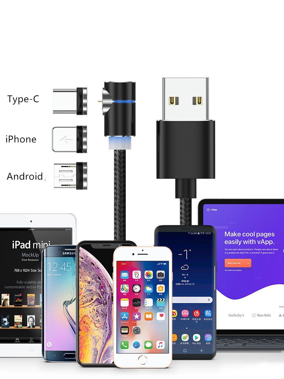 360° Magnetic Charging Cable – Fast Charge with LED for iPhone, Android & Type-C – car-accessory