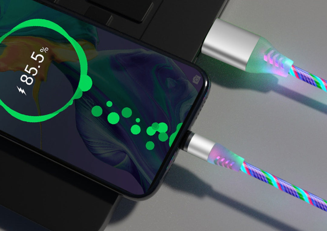 Circular Magnetic Charging Cable – LED Light, 2.1A Fast Charge for iPhone & Android