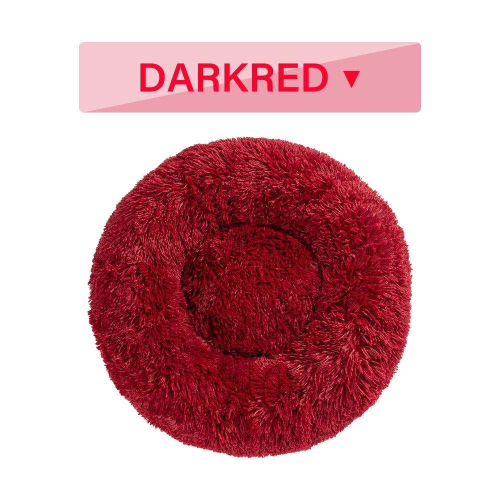 Fluffy Donut Dog Bed – Calming Plush Bed for Cats & Dogs (S–XL)