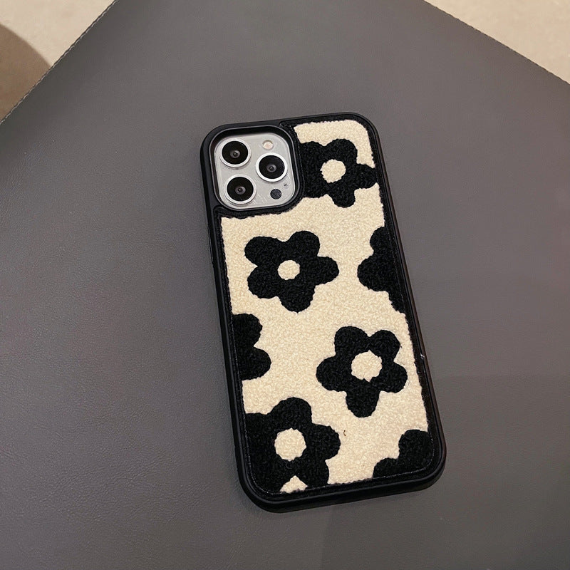 Plush Flower iPhone Case – Soft Cozy Fabric Cover with Floral Design